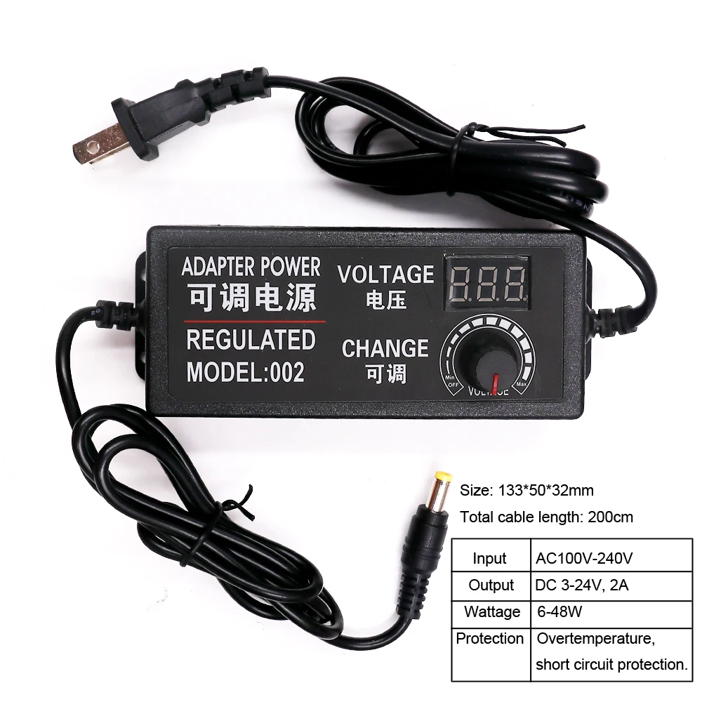 Adjustable AC  To DC 3V 9V 12V 24V Universal Power Adapter Supply Display 110V 220V To 3 9 12 24 V Volt Convert Power Supply