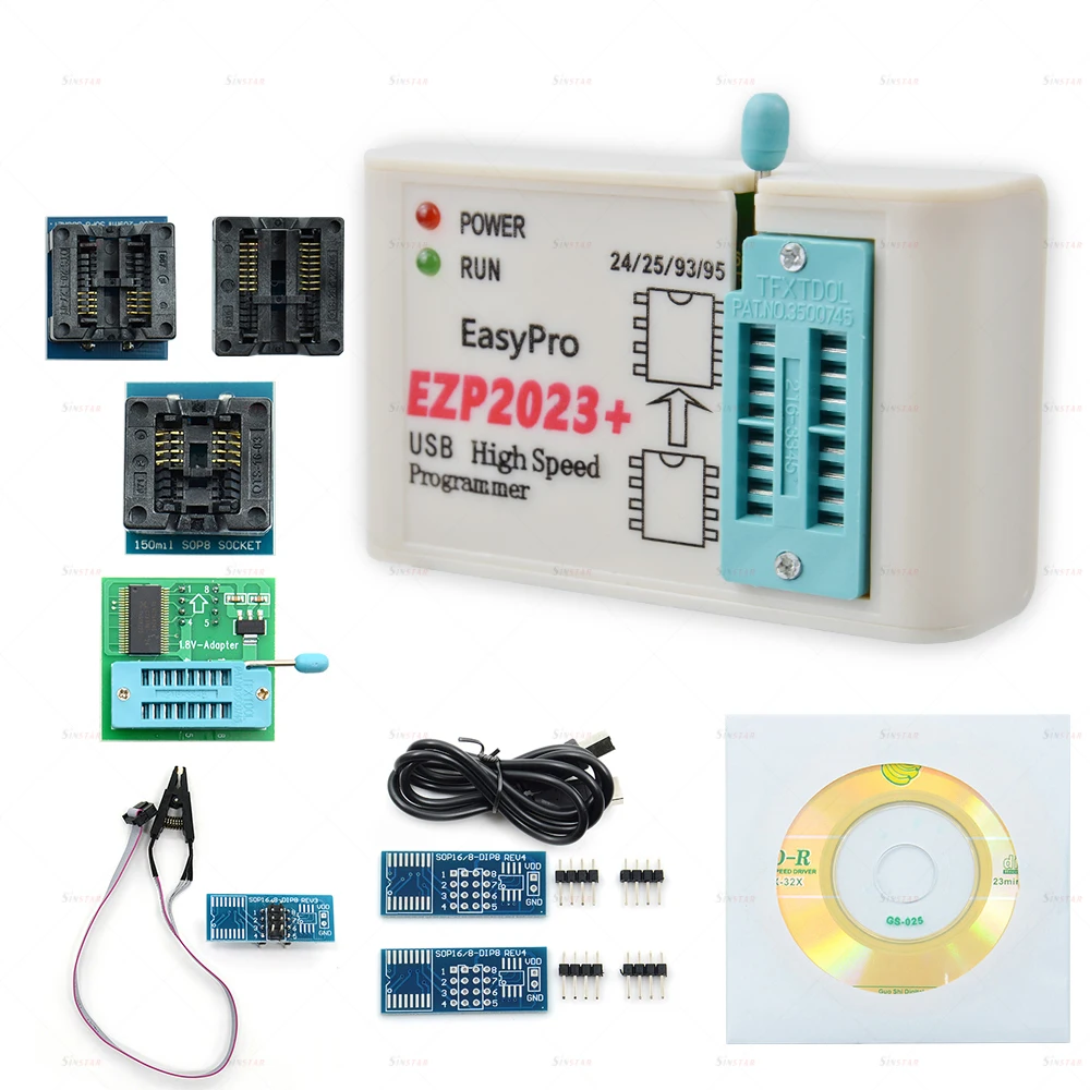 CH554T EZP2023 USB SPI Programmer 7 Adapters Support 24 25 93 95 EEPROM Flash Bios Minipro Support Windows 2000 XP Vista 7 8