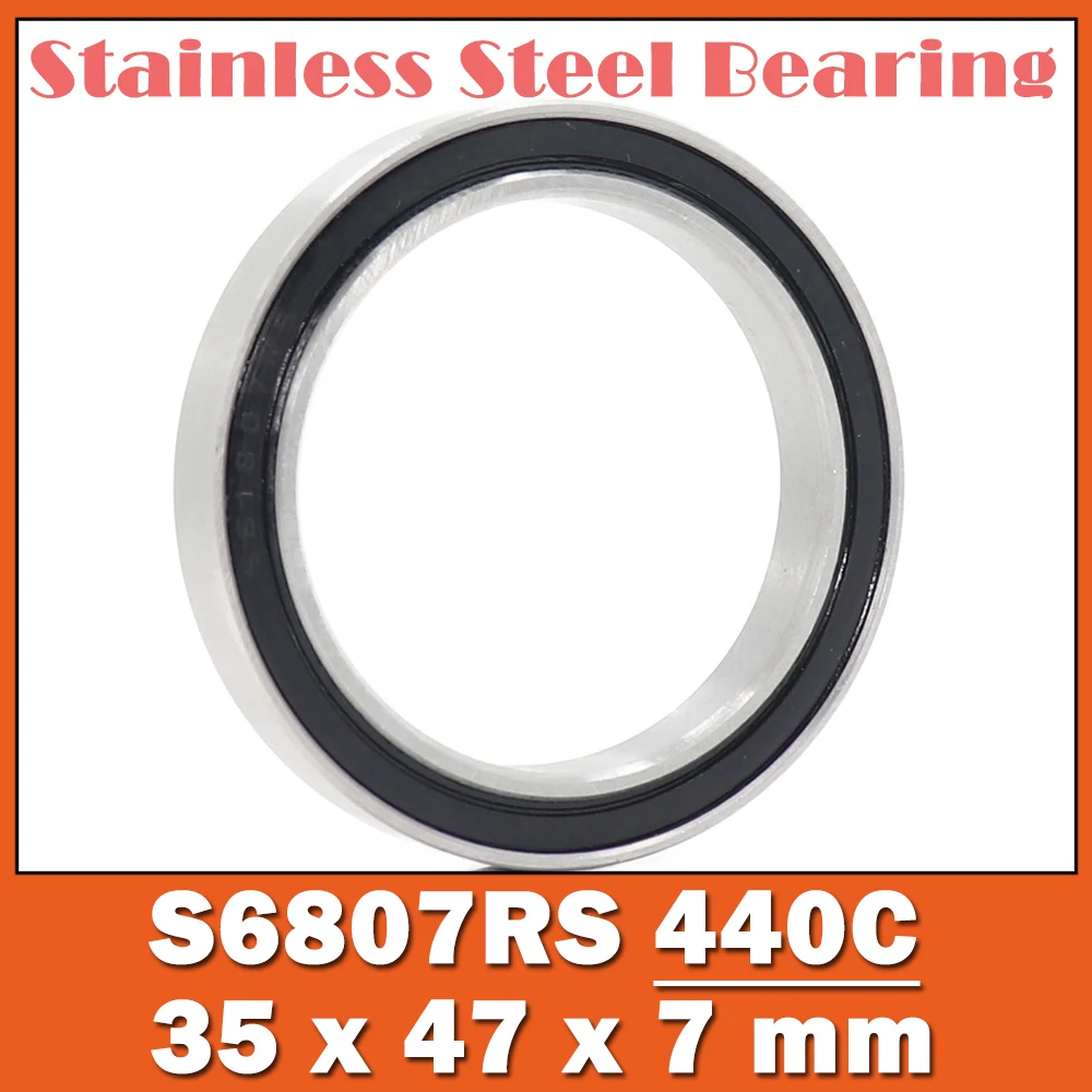 S6807RS Bearing 35*47*7 mm ( 5 PCS ) ABEC-3 440C Stainless Steel S 6807RS Ball Bearings 6807 Stainless Steel Ball Bearing