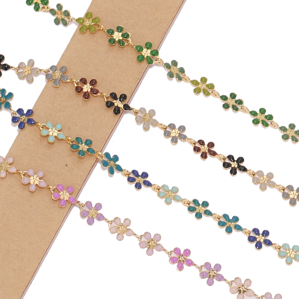1 Meter Edelstahl 6mm Emaille Bunte Gänseblümchen-Ketten für Schmuckherstellung DIY Damen Fußkettchen Armband Halsketten Zubehör – Detail 6