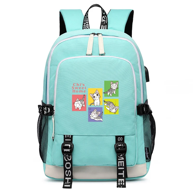 

Милый домашний рюкзак Chi's Kawaii Cat, женский рюкзак из ткани Оксфорд, розовые школьные сумки, милый рюкзак для книг, рюкзак для ноутбука с USB-портом, женский рюкзак