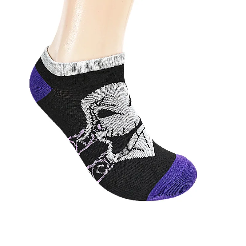 Fashion Cartoon Skull Print Funny Boat Socks Summer Breathable Invisble Black White Grey Low Ankle Socks Non-Slip Happy Socks