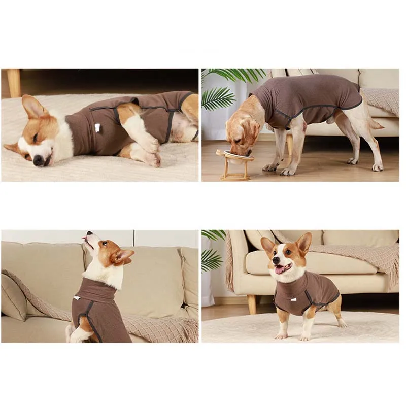 New High Collar Winter Jumpsuit for All Dog Breeds Small Big Dogs Elastic Hoodie Sweater Warm Bulldog Coat Pet Clothes