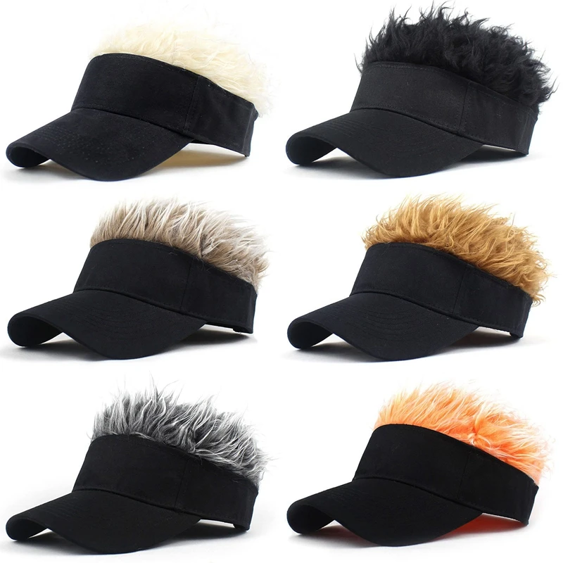 Novelty Baseball Cap Fake Hair Visor Sun Hat Men Women Hip Hop Caps With Spiked Wigs Sport Casual Snapback Funny Casquette New