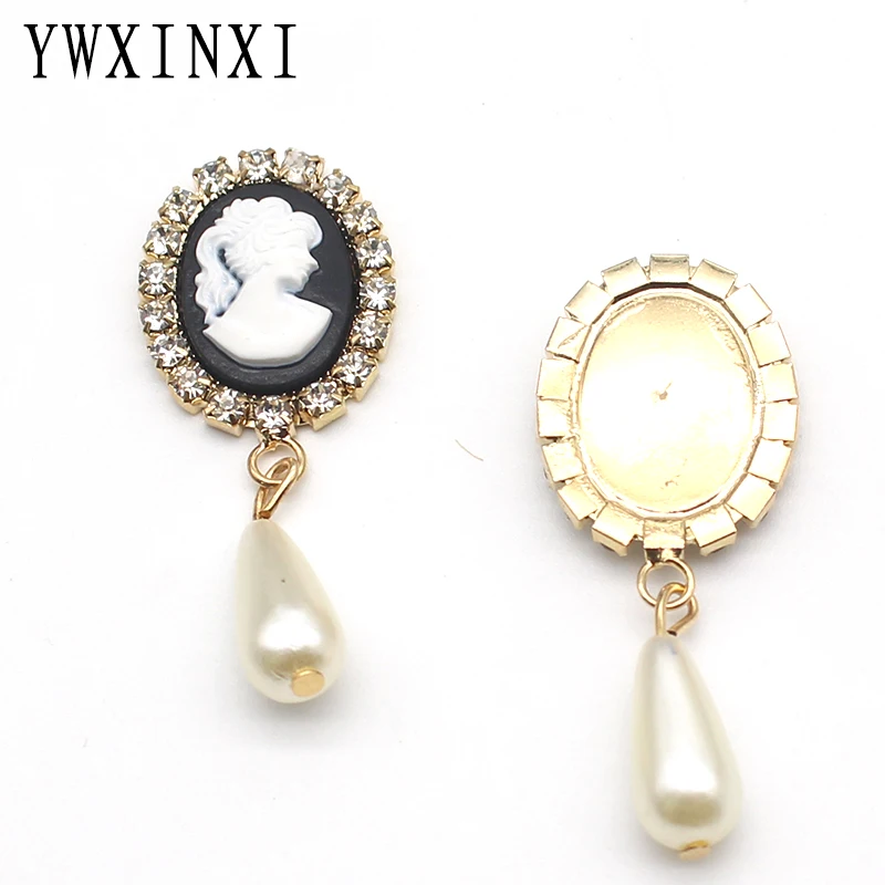 YWXINXI 10Pcs new fashion oval rhinestone brooch, DIY handmade romantic wedding wine bottle family party bow decoration