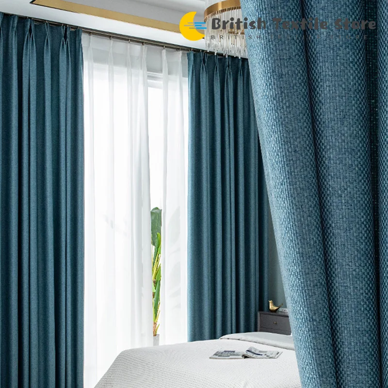 

2023 New Cotton and Linen Thick Curtains for Living Dining Room Bedroomns and Blackout Fabrics Are Simple and Modern Nordic