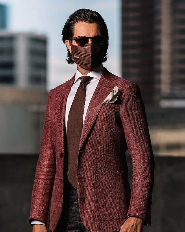 Rosso Tweed Vestito di Usura Dello Sposo Best Smoking Abito Da Sposa Abiti Da Ballo di Usura Uomo Vestito di Affari Del Partito del Vestito 2 pezzi (giacca + pantaloni)