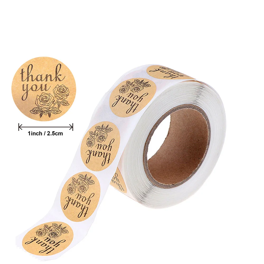 500Pcs 2.5Cm Dank U Ronde Sticker Kraftpapier Sticker Voor Bakken Afdichting Sticker Label Diy Scrapbooking Briefpapier Stickers