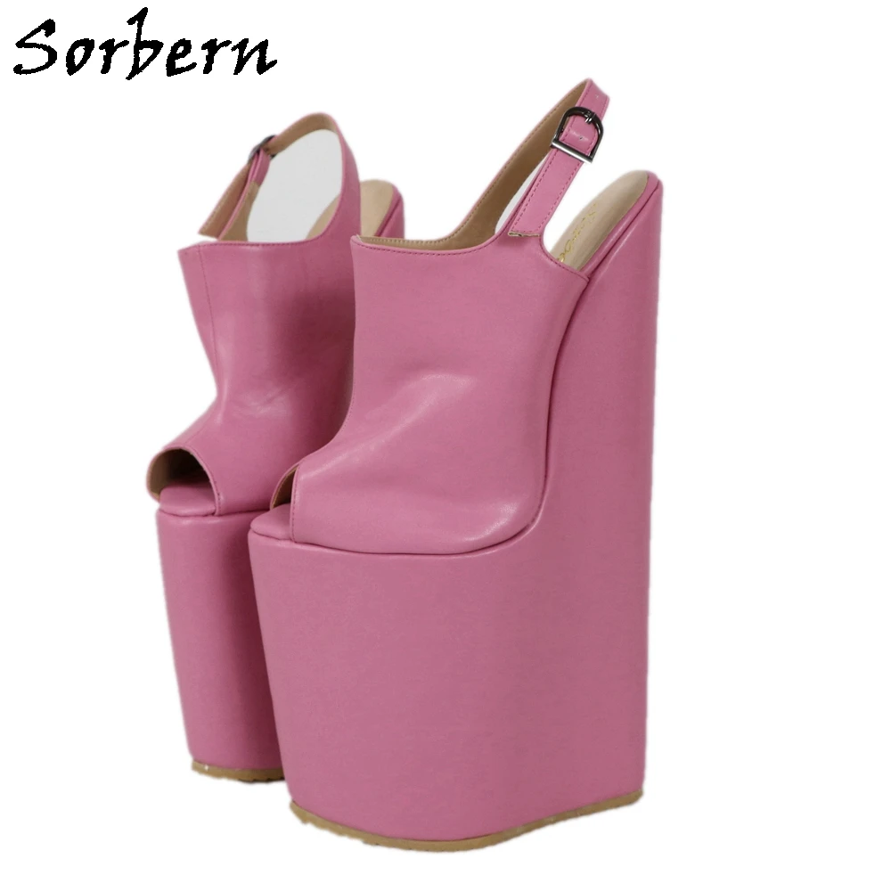 Sorbern Custom 30Cm Extreme High Wedges Women Pumps Slingback Peep Toe Ankle Strap Thick Platform Fetish Shoes Drag Queen Pump