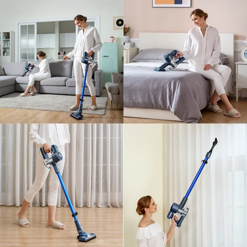 Беспроводной ручной пылесос для дома, 15500 па, светодиодное освещение, Влажная и сухая мойка, напольная швабра, 80000 об/мин, циклонный пылесос
