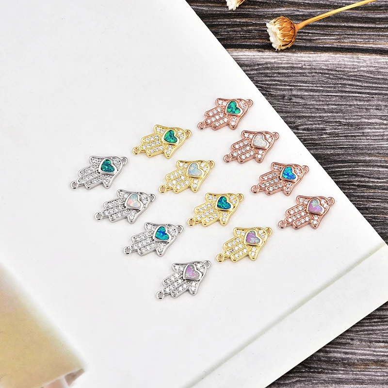 KAMAF  4PCS Batch Color Copper Inlay GZ Palm Opal DIY Bracelet Jewelry Accessories Specifications 19mm*11mm