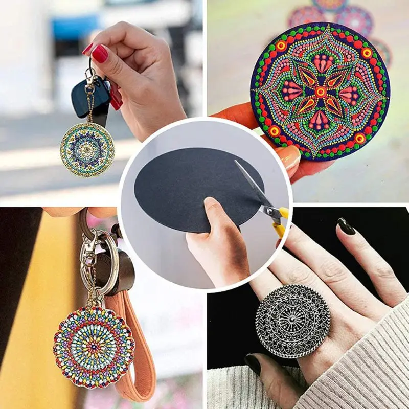 8pcs Black Round Cardboard Mandala Painting Paper DIY Cardboards for Artist Painter Art Supplies