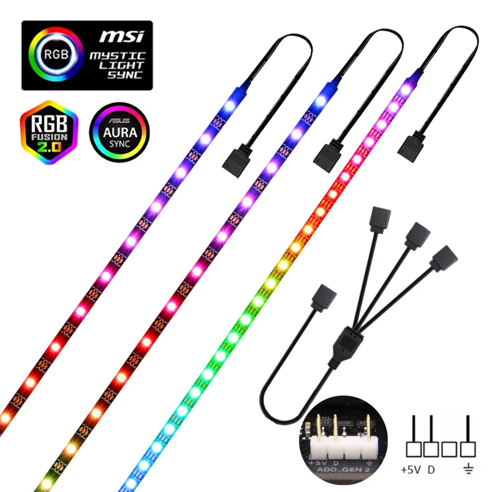 

Неоновая RGB Светодиодная лента, 5 В, Адресуемая ws2812b лента, игровой шкаф для ПК, чехол, материнская плата, 3Pin Header ASUS Aura SYNC,MSI Mystic