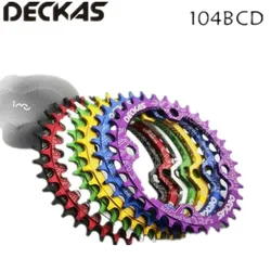 DECKAS 104BCD tondo stretto corona larga MTB Mountain bike bicicletta 104BCD 32T 34T 36T 38T guarnitura piastra dentata parti 104 BCD