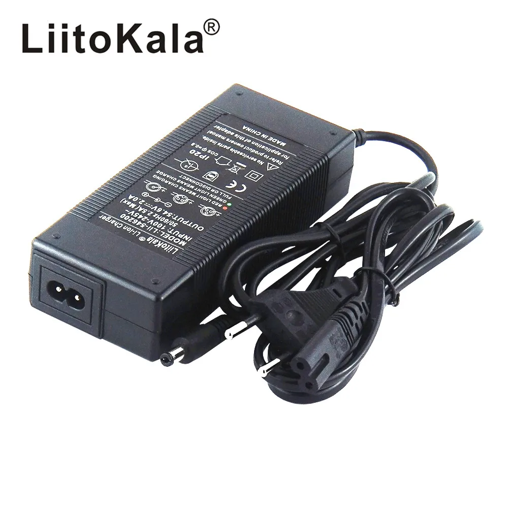 Liitokala 54.6V 2A Charger 13S 48V Li-ion Battery Pack Output DC 5.5*2.1MM 48V Lithium Polymer