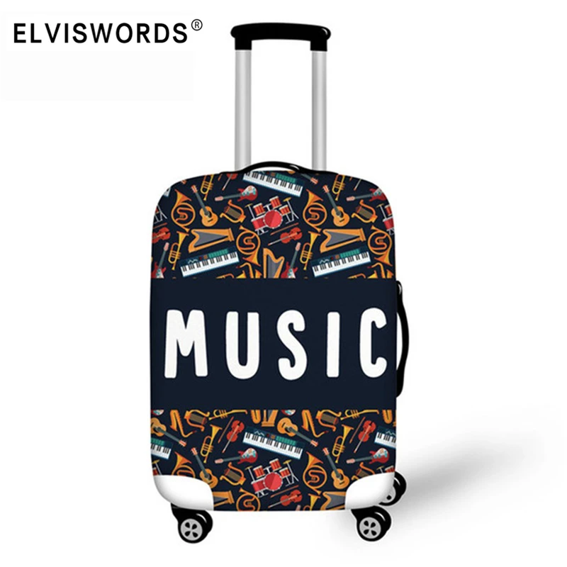 ELVISWORDS Luggage Protective Cover Music Piano Print Travel Accessories for 18-30 Inch Suitcase Cover Dustproof Bags Fashion