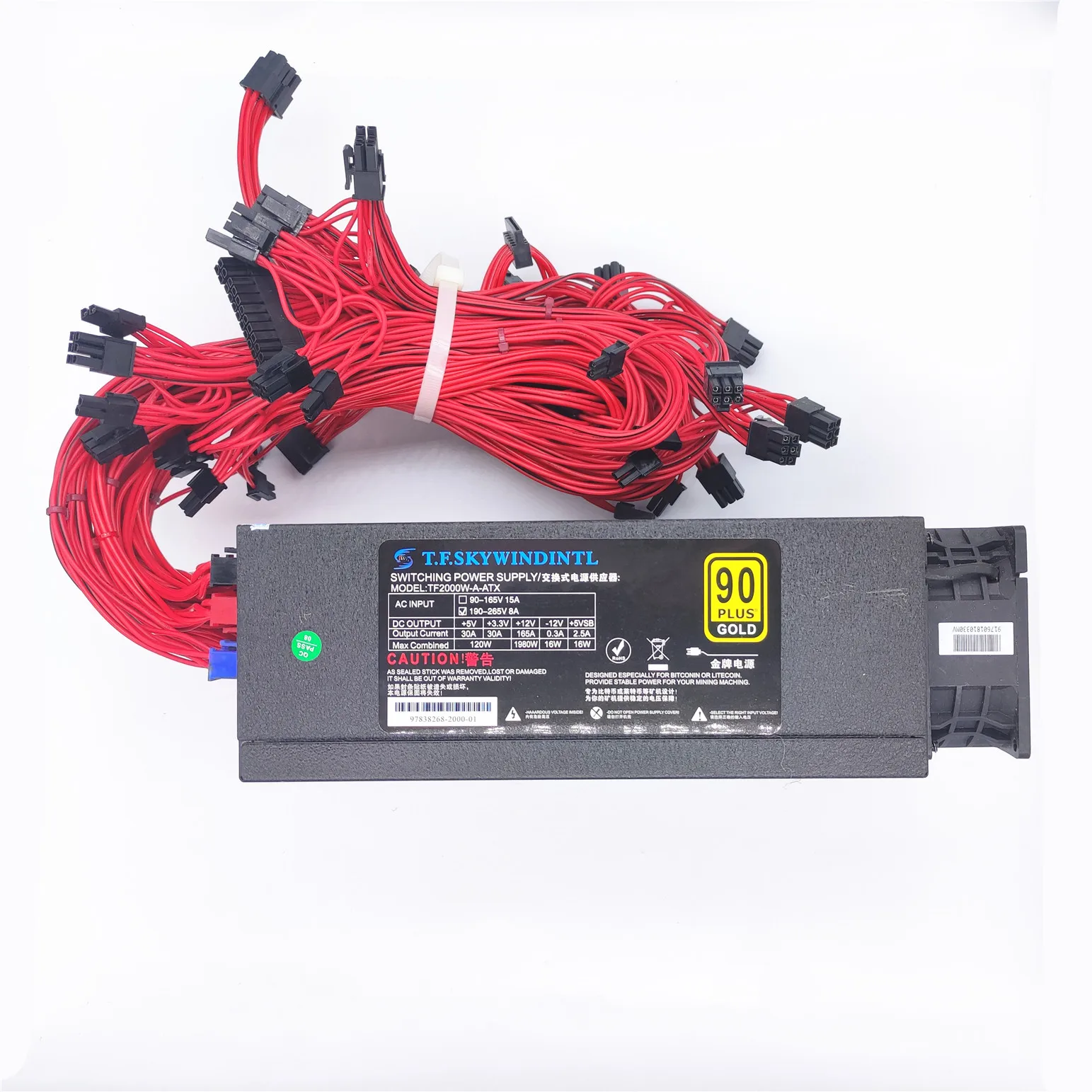 Imagem -02 - Nova Fonte de Alimentação Modular de Mineração 2000w Psu Atx para Gpu Eth Rig Ethereum Módulo Completo 220v 110v Psu para Mineração Btc Ltc Etc