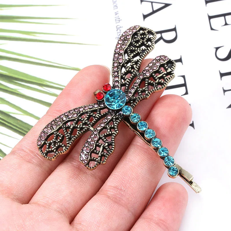 Horror Movie Coraline Crystal Dragonfly Hair Clip Brooch For Girls Cute Animal Hairpin Jewelry Halloween gifts