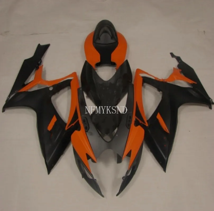 matte Orange fairings for SUZUKI GSXR 600 750 K6 K7 2006 2007 black fairing kit GSXR600 GSXR750 06 07