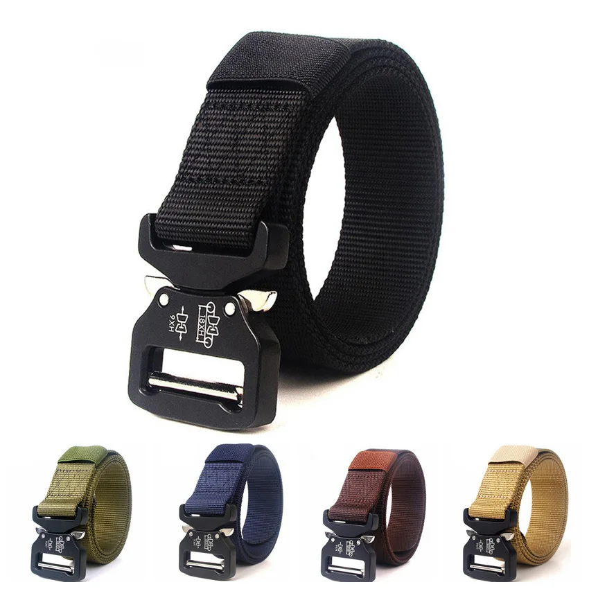 Belts For Men Male Canvas Tactical Belt Buckle For Jeans Quick Release Buckles Trousers Casual Nylon Black Waist Belts