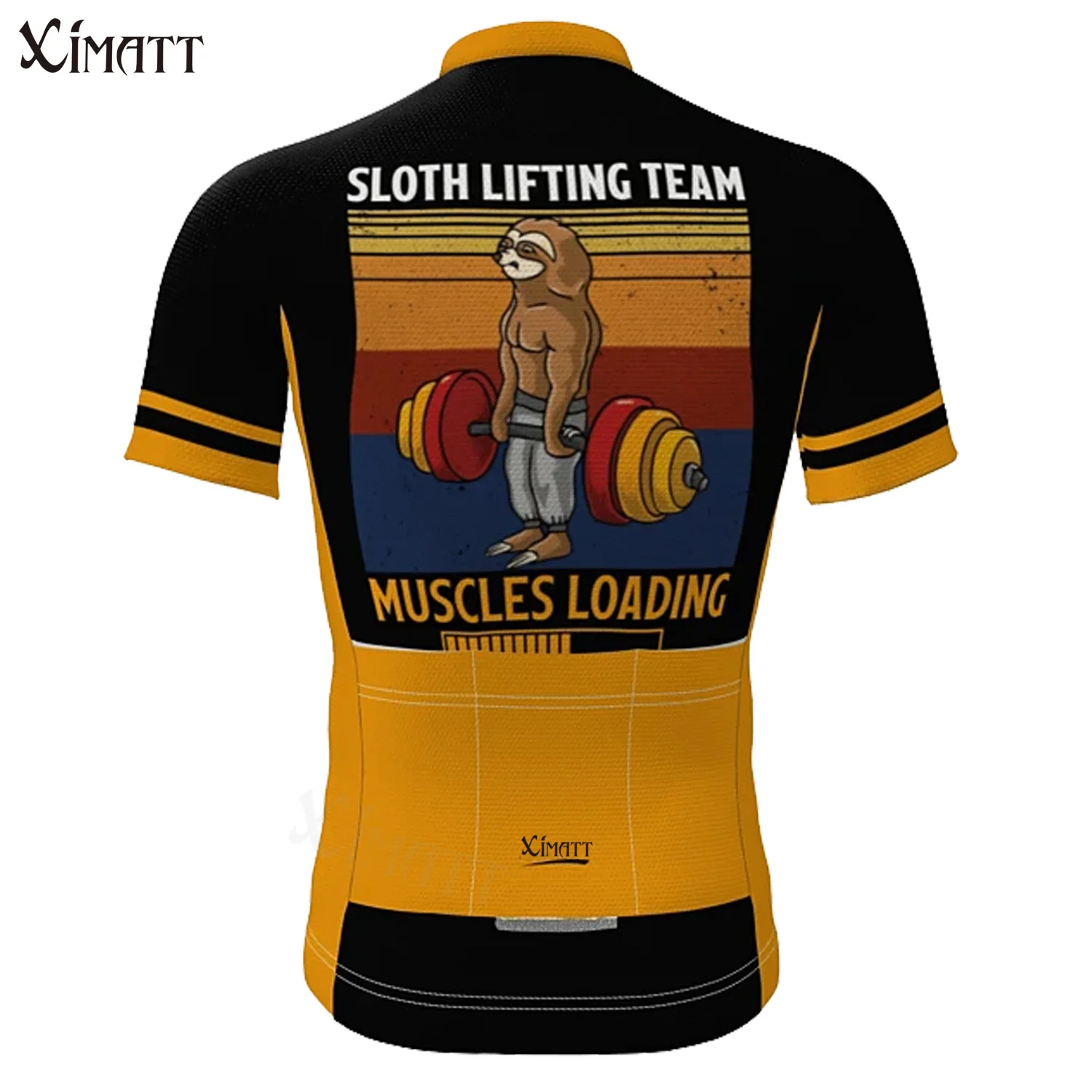 XIMATT New Style Sloth Weightlifting Summer Polyester Men's Cycling  Jersey Short Sleeve Breathable Quick Dry Customizable