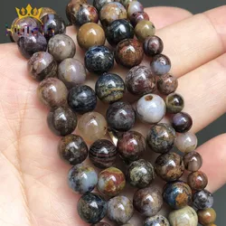 Natural Stone Beads Smooth Round Pietersite Loose Beads For Jewelry Making DIY Bracelet Ear Studs Accessories 7.5'' 6/8/10/12mm