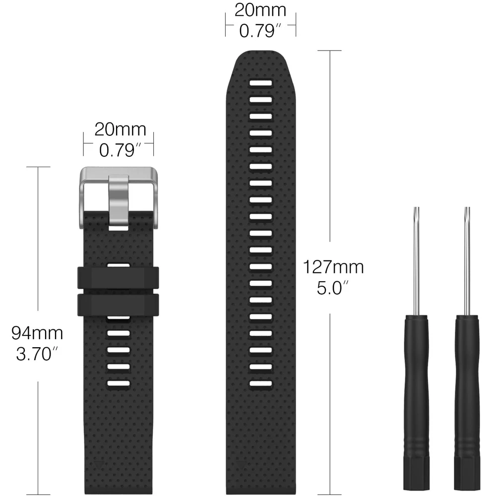 YAYUU Bracelet Easy Fit Pour Garmin Fenix 6S / Fenix 6S Pro, Bracelet de Remplacement en Silicone Souple pour Fenix 5S / Fenix 5S Plus / D2 Delta