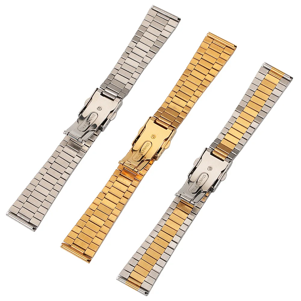 Slim Link Watch Band 12mm 14mm 16mm 18mm 20mm Stainless steel watch Strap 3 Rows Replacement Smartwatch Bracelet WristBand Belt