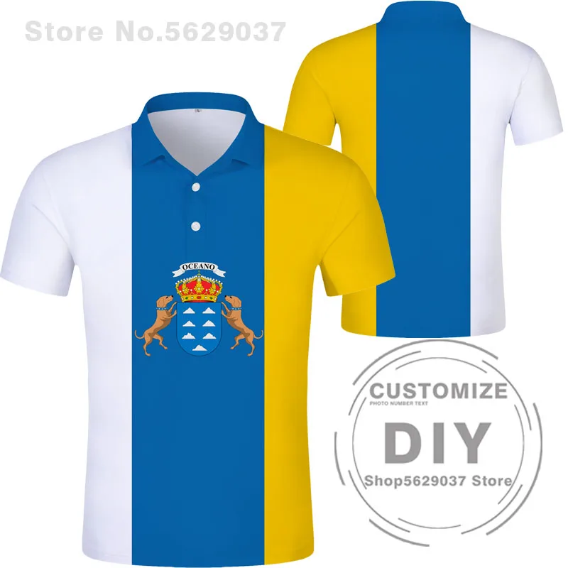 Islas Canarias Polo Shirt Free Custom Name Number  Shirt Print Logo Word Las Palmas Gran Spanish Clothing