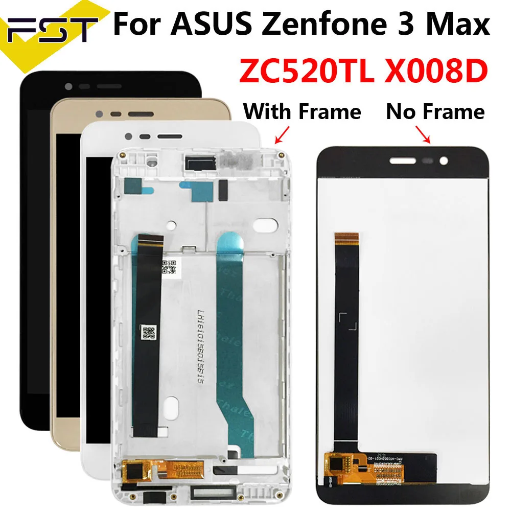 

Протестированный 5,2-дюймовый ЖК-дисплей для ASUS Zenfone 3 Max ZC520TL X008D, дигитайзер сенсорного экрана в сборе с рамкой для ASUS ZC520TL LCD