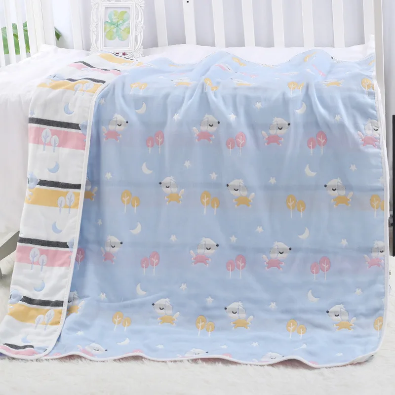 120*150cm Baby Bath Towel Infant Blanket Pure Cotton Newborn Six-layer Gauze Cover Blanket for Children Air Conditioning Blanket