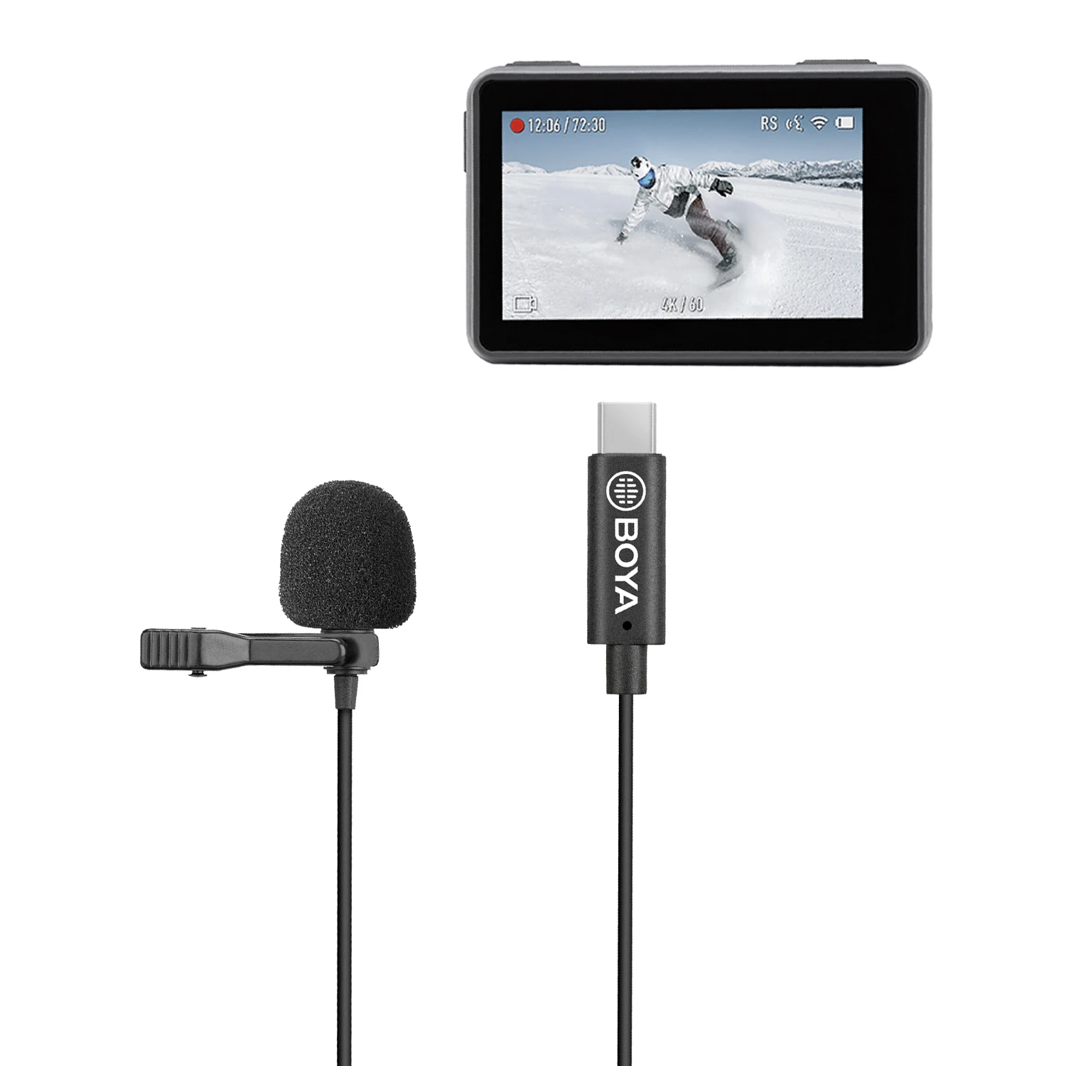 BOYA BY-M3-OA Plug-and-play Omnidirectional Lavalier Lapel Microphone for the DJI OSMO ACTION 1 Camera Video Recording Vlog 2m