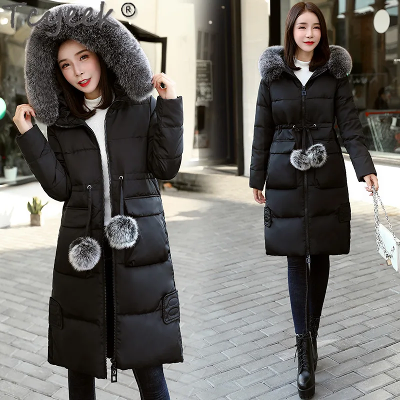 Winter 2021 Women's Costumes White Duck Down Jackets Female Coats Real Fox Fur Collar Parkas Long Cloth Ropa Mujer TN173