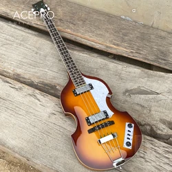 Classical Violin Bass Guitar, Hollow Body, 4 Strings, Sunburst Color, Maple Body, High Quality Pickups, Free Shipping