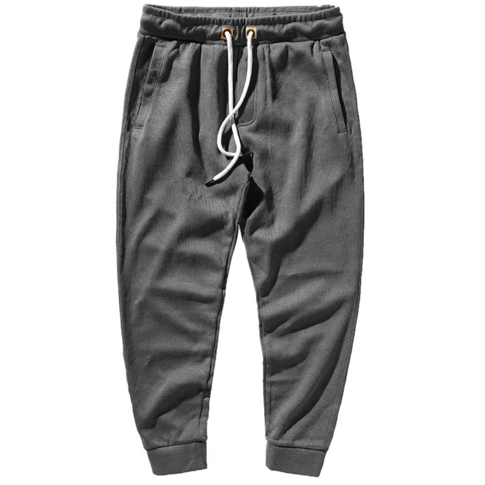 Cotton knitted pants are versatile, casual, loose and close up, solid color, simple and heavyweight men's pants