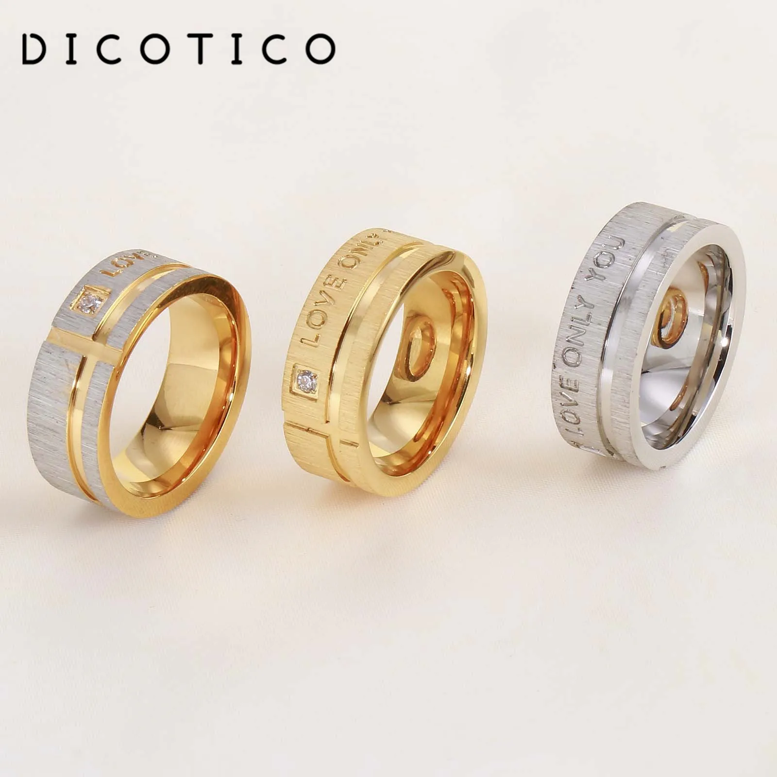 Stainless Steel Letter Love You Only Rings For Men Women Trendy Gold Color Brushed Wedding Party Couple Rings 2022 Gifts