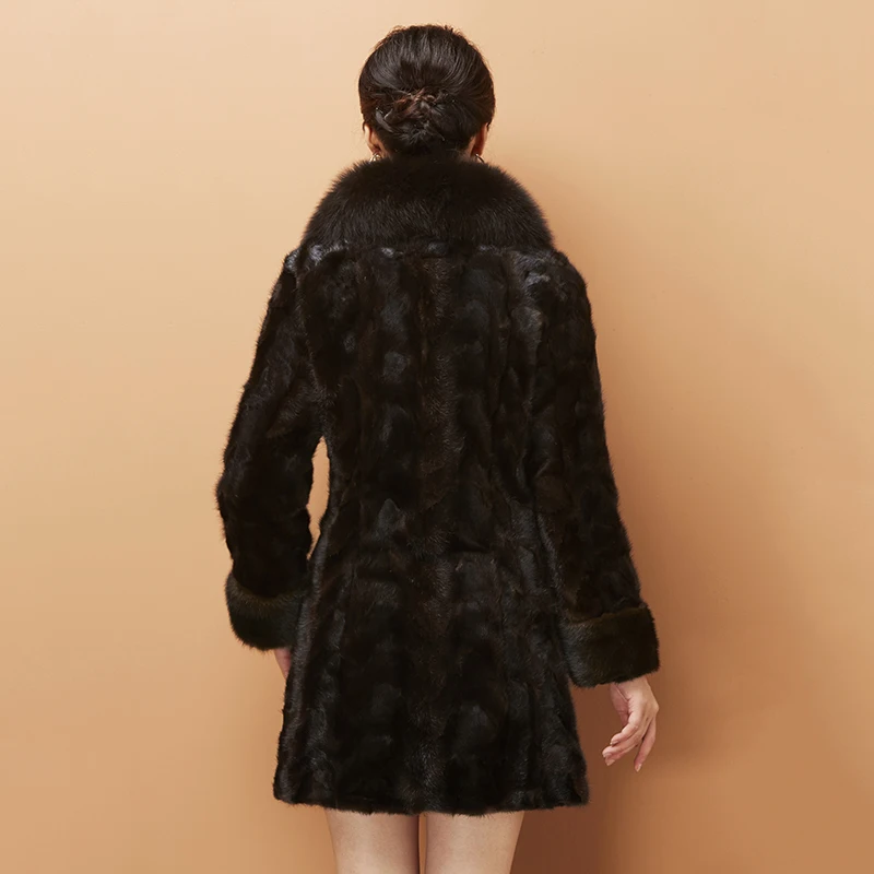 

Real Coat Women Fur Winter Jacket 2023 Mink Coat Fox Fur Collar Korean Luxury Jacket Manteau Femme Hiver KJ1037