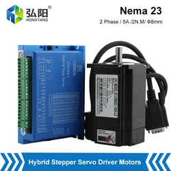 2N.M Hybrid Stepping Servo Motor Driver 2HSS57 + Nema23 Stepping Motor 57J1880EC Input Voltage DC24-48V + 3m Encoder Cable