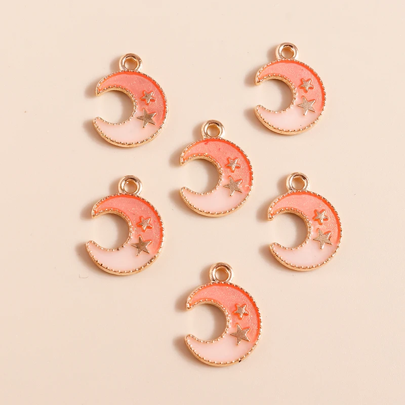 Leslie 10 Stück Kawaii bunte Emaille-Stern-Mond-Anhänger für Halsketten, Armbänder, Ohrringe, DIY-Schmuckherstellungszubehör – Detail 6