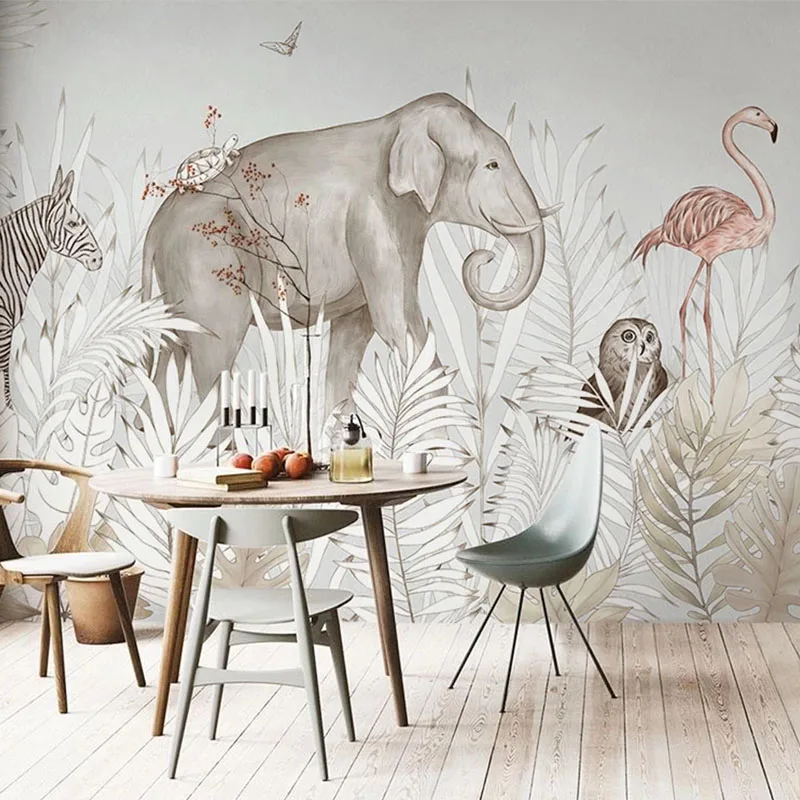 custom Plant animal elephant Mural Modern Abstract Art Fresco Wallpaper Living Room Bedroom photo Wall Paper home decor Stickers