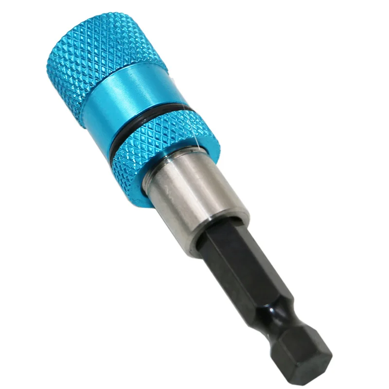 Azul 1/4 vástago hexagonal taladro eléctrico magnética Punta de destornillador de 60mm de acero inoxidable magnetismo límite ajustable barra de