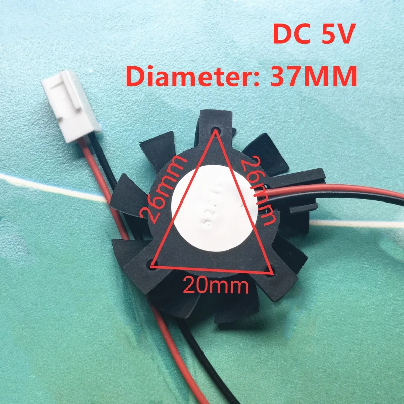 DC 5V Graphics Fan Diameter 37MM  Cooling Fan Hole Pitch 26*26*20mm 2-Wire