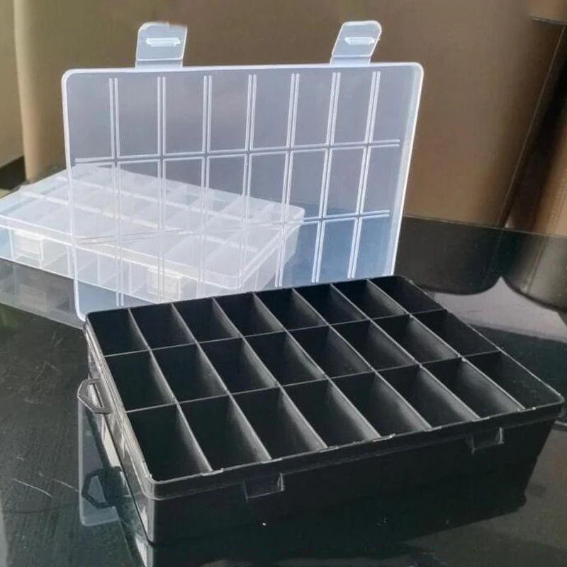 Practical 24 Grids Compartment Plastic Storage Box Jewelry Earring Bead Screw Holder Case Display Organizer Container