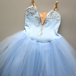 Vestido de Ballet azul cielo para niñas y niños, Vestido largo de tul para adultos, disfraz de bailarina de Halloween, danza del lago de los cisnes