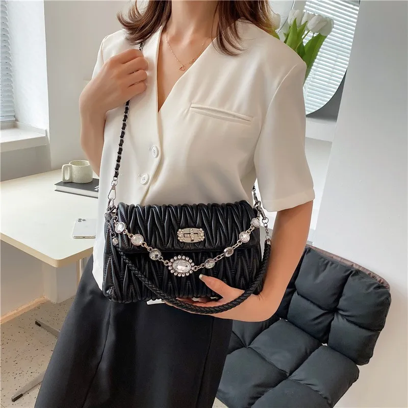 

Luxury Women's Shoulder Bag Handbag Crossbody Bag Leather Fashion Ladies Black Small Bag Designer Messenger Bag Purses Female