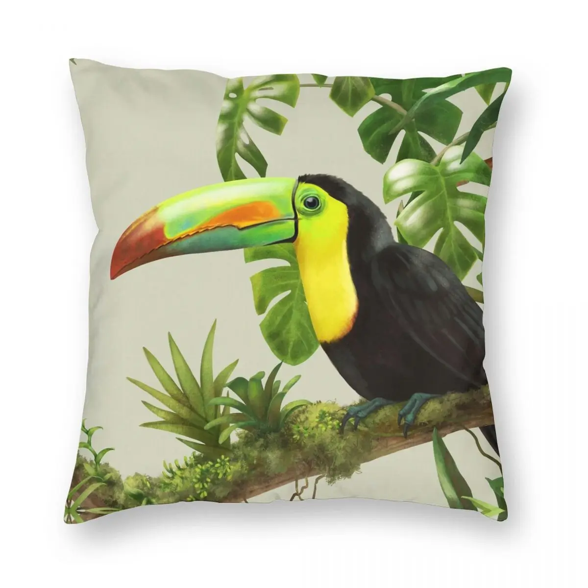 Toucans And Bromeliads Canvas Pillowcase Polyester Linen Velvet Creative Zip Decor Sofa Cushion Cover Wholesale