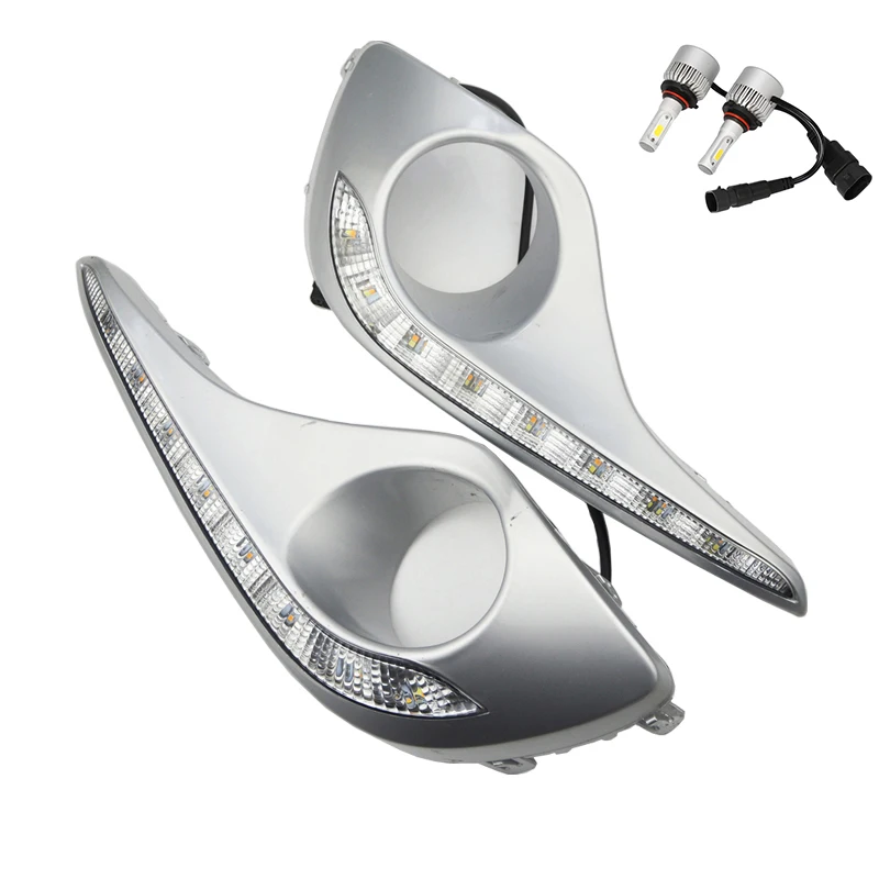 

Turn Signal Yellow Daylight Relay 12v LED DRL Daytime Running Lights Fog Lamp Covers For Toyota Highlander 2011 2012 2013