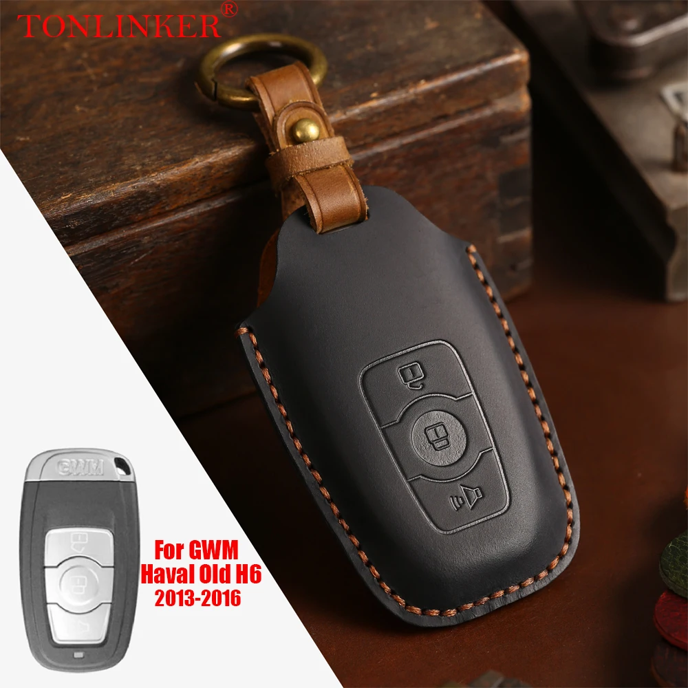 

Genuine Leather Car Dedicated Key Case For GWM Haval Old H6 2013-2016 Great Wall Car Holder Shell Remote Cover Keychain Accessor