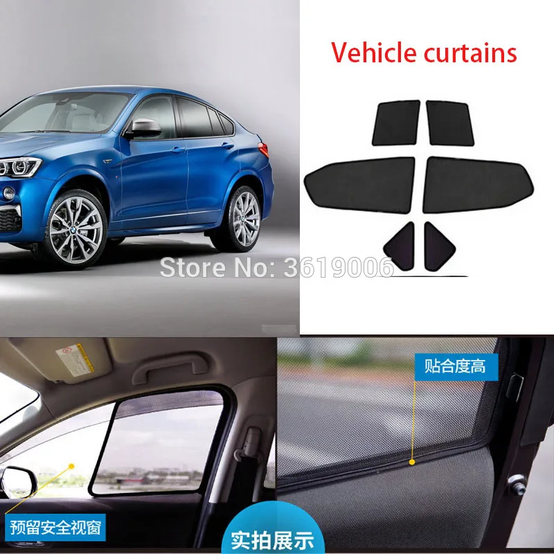 6pcs High-end custom For BMW X4 14-18 card type magnetic car curtain sun shade car window shade car styling