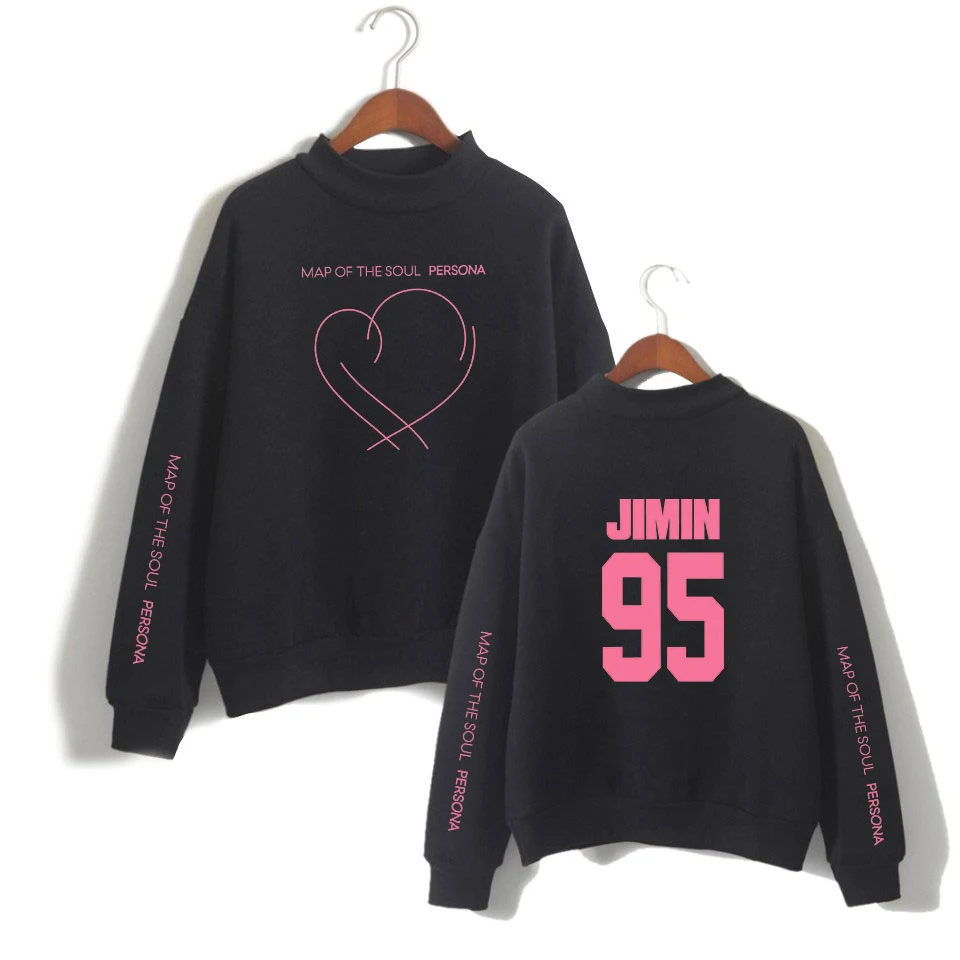 JIMIN J-HOPE JUNG KOOK SUGA Turtleneck Hoodies Print New album Map Of The Soul Persona Women's Fashion Turtlenecks Sweatshirts